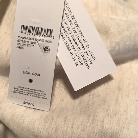 NWT UGG Janni Fleece ivory cream Blanket Cardigan M/ L - Picture 5 of 5